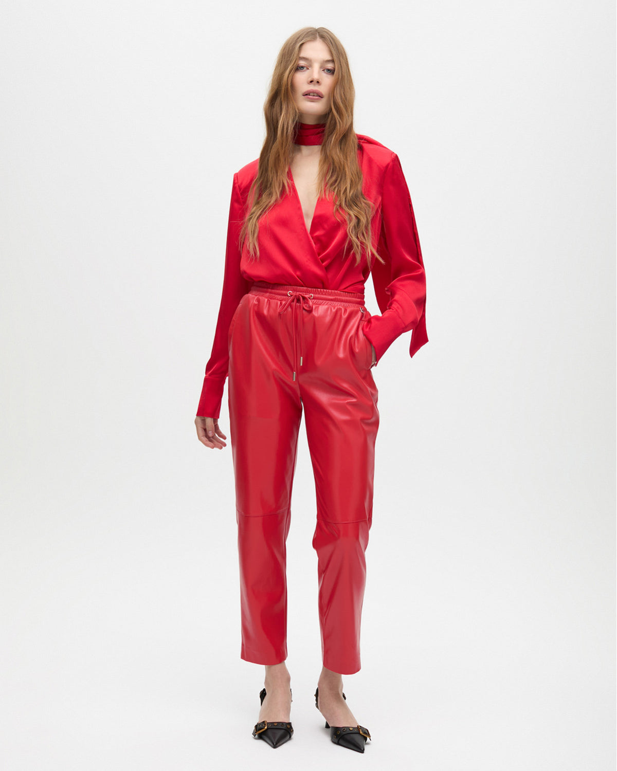 FAUX LEATHER JOGGING TROUSERS / LF2514025