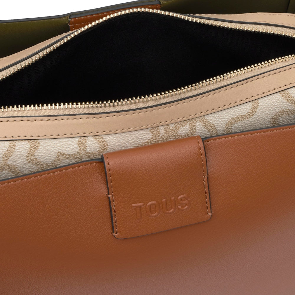 TOUS Μεσαίου Μεγέθους Τσάντα CITY KAOS ICON σε κάμελ χρώμα / 2002355243