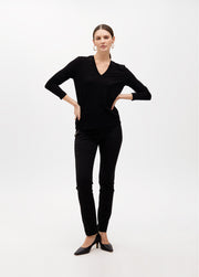 Πλεκτό  T-shirt με V-neck και Στρας / MF2515028 -  LOLA CASADEMUNT- Black / M-Black / L