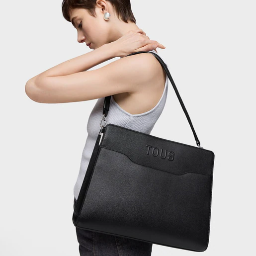 Μεσαίου μεγέθους τσάντα shopper Audree Saffiano σε μαύρο χρώμα / 2002286352