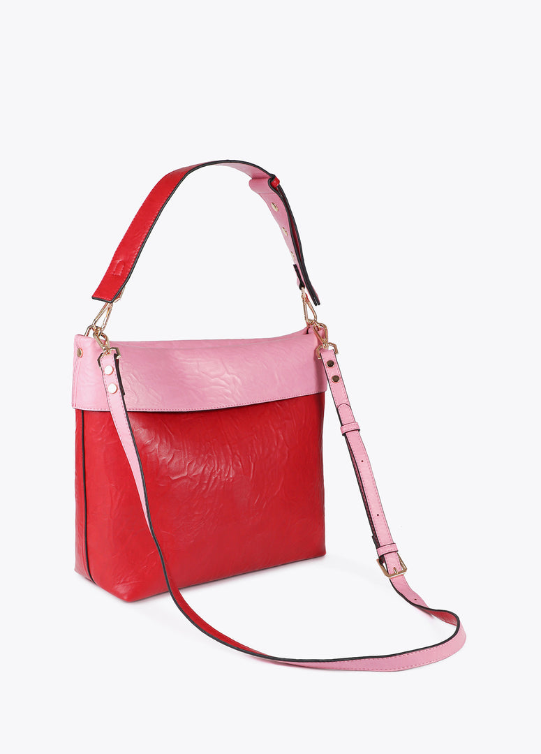 Hobo Bag Wrinkled απο δερματίνη σε διχρωμία / LF2504060