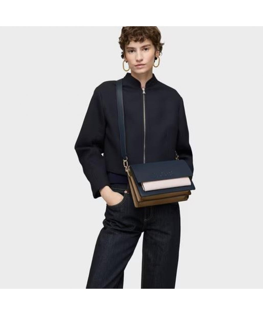 Μεσαίου μεγέθους τσάντα χιαστί Audree Saffiano ΤOUS Navy Blue