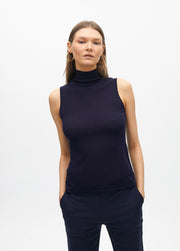 High Neck Αμάνικο Πλεκτό Τοπ / MF2515022 -  LOLA CASADEMUNT- Navy / M-Navy / L-Navy / XL