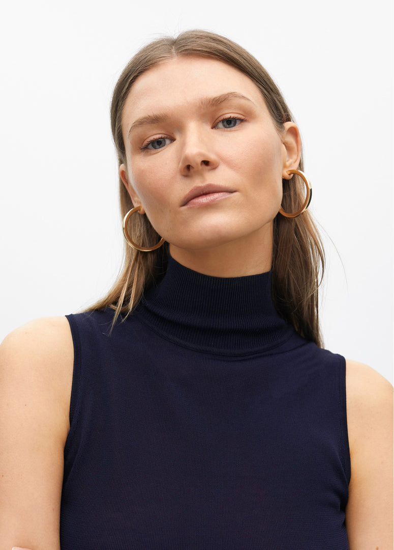 High Neck Αμάνικο Πλεκτό Τοπ / MF2515022 -  LOLA CASADEMUNT- Navy / M-Navy / L-Navy / XL