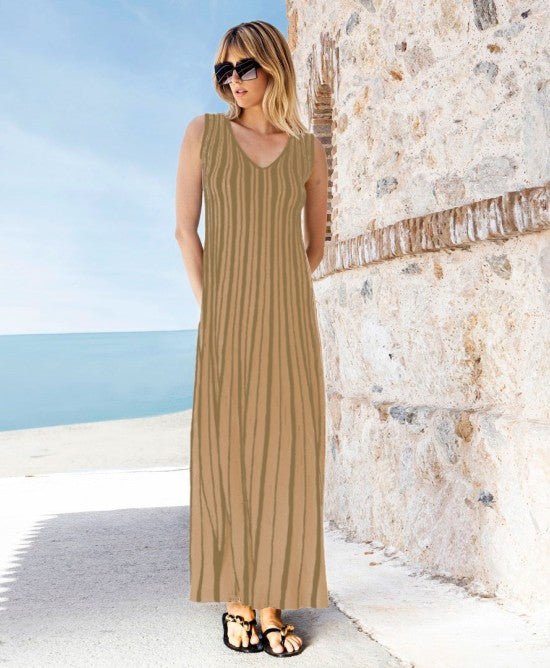 Lurex δίχρωμο φόρεμα με v-λαιμό
