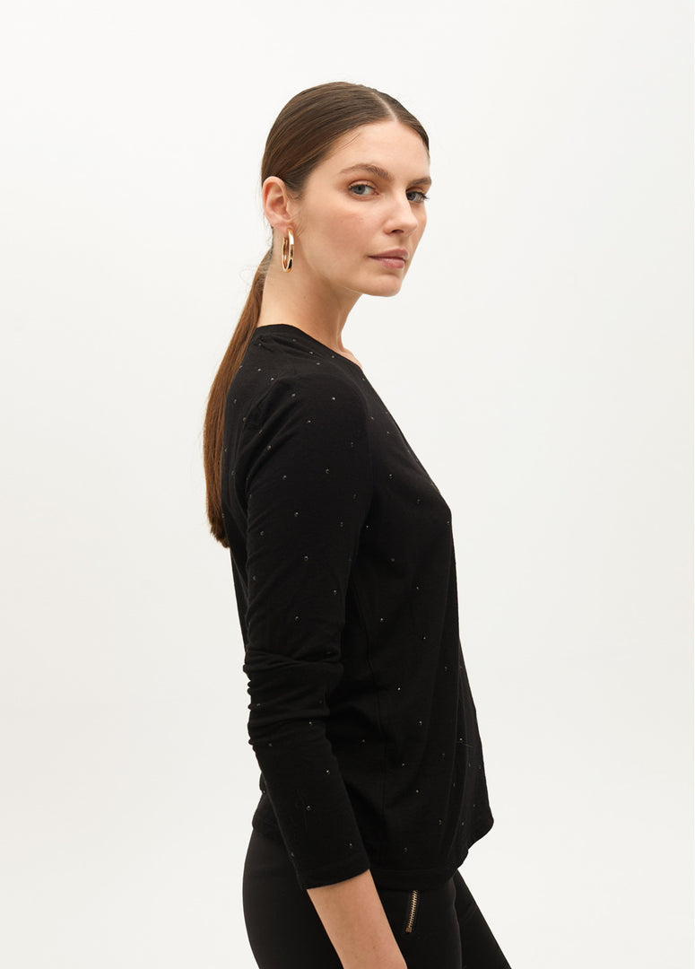 Πλεκτό  T-shirt με V-neck και Στρας / MF2515028