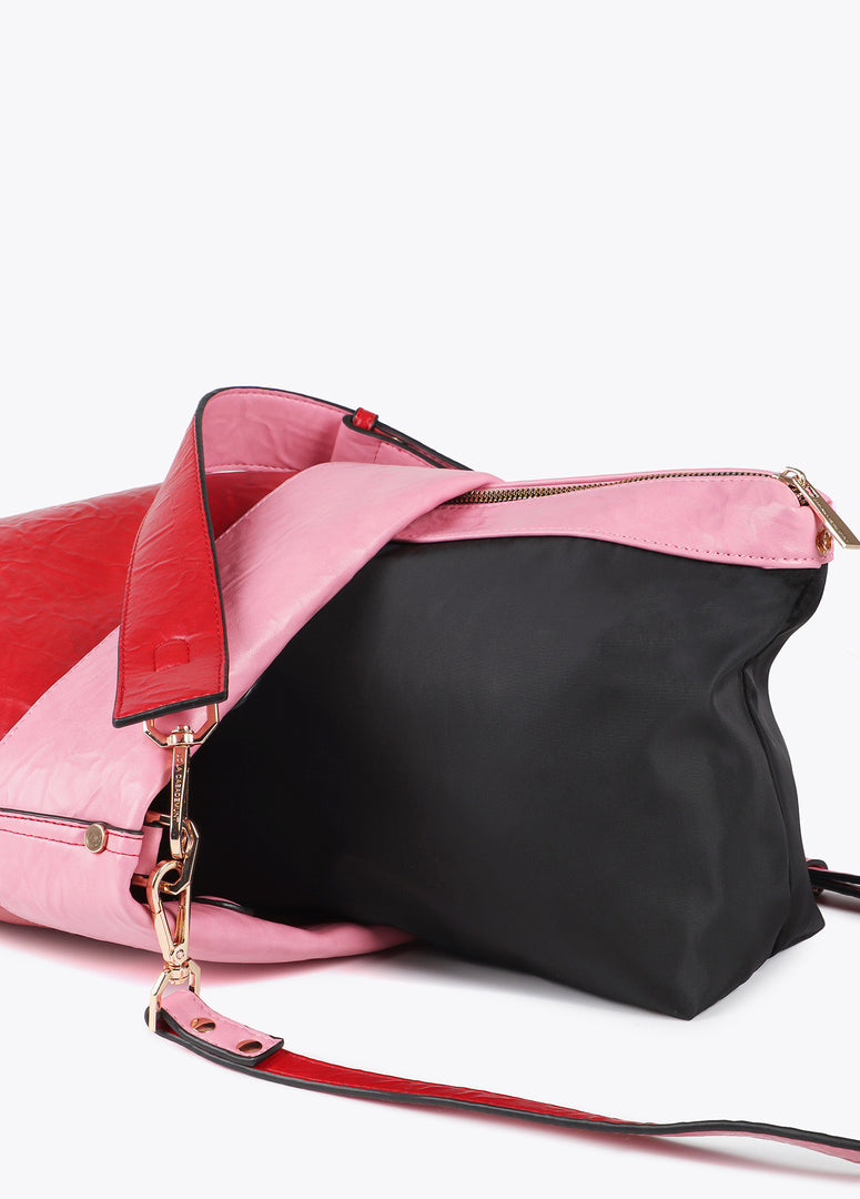 Hobo Bag Wrinkled απο δερματίνη σε διχρωμία / LF2504060