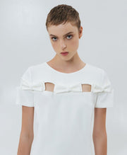 Φόρεμα κοντομάνικο με φιόγκους/ 44-3001 -  ACCESS FASHION- OFF-WHITE / 46