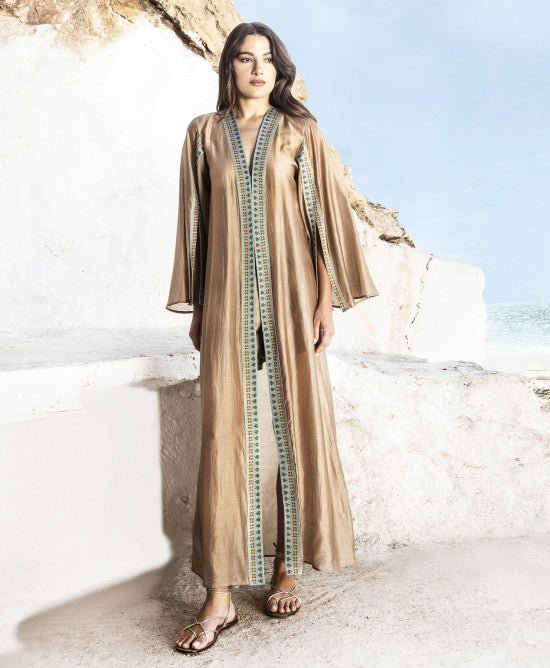 Ημιδιάφανο κιμονό με πλεκτές λεπτομέρειες