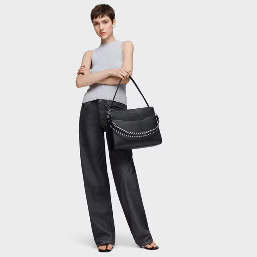 Μεσαίου μεγέθους τσάντα shopper Audree Saffiano σε μαύρο χρώμα / 2002286352