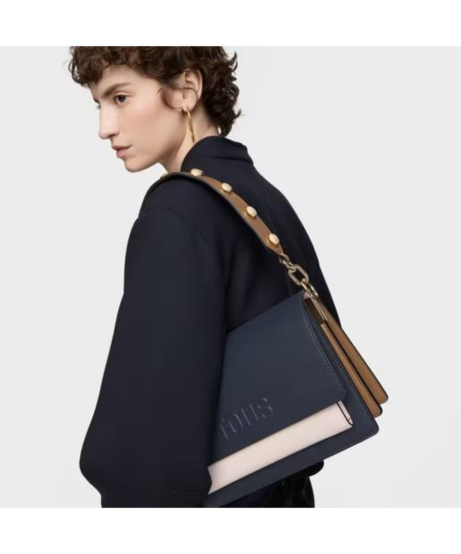 Μεσαίου μεγέθους τσάντα χιαστί Audree Saffiano ΤOUS Navy Blue