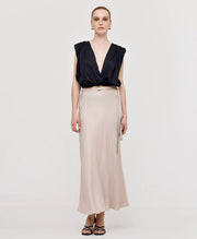 Φούστα με δέσιμο και μονόγραμμα/ 43-6025 -  ACCESS FASHION- Beige / M