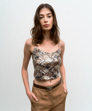 Μπλούζα τοπ παγιέτα/ 33-2008 -  ACCESS FASHION- Brown / 44