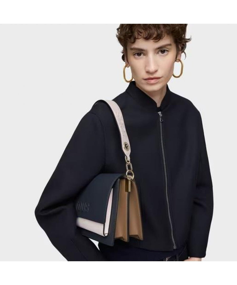 Μεσαίου μεγέθους τσάντα χιαστί Audree Saffiano ΤOUS Navy Blue