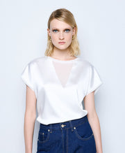 Τοπ σατέν με μουσελίνα / 54-2035 -  ACCESS FASHION- OFF-WHITE / S-OFF-WHITE / M-OFF-WHITE / L-OFF-WHITE / XL