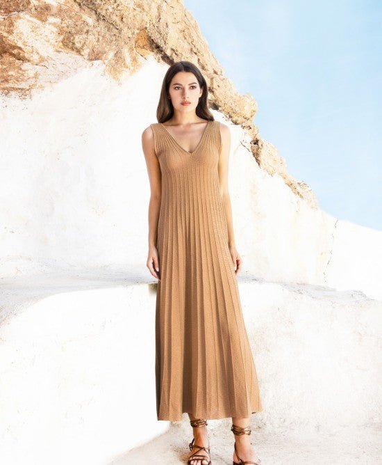 Lurex μάξι φόρεμα με v-λαιμό