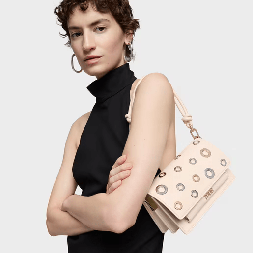 Μικρή τσάντα χιαστί Audree Eyelets σε μπεζ χρώμα
