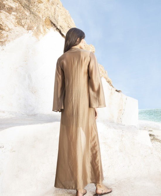 Ημιδιάφανο κιμονό με πλεκτές λεπτομέρειες