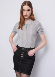 Πόλο Πουλόβερ από Νήμα με Στρας / 521BD53048 -  GAUDI- Grey / S-Grey / M-Grey / L