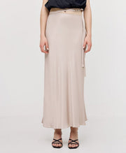 Φούστα με δέσιμο και μονόγραμμα/ 43-6025 -  ACCESS FASHION- Beige / M