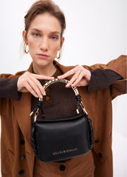 Χιαστί Τσάντα Μαύρη  με μεταλλικό χερούλι  / LF2504058 -  LOLA CASADEMUNT- Default Title