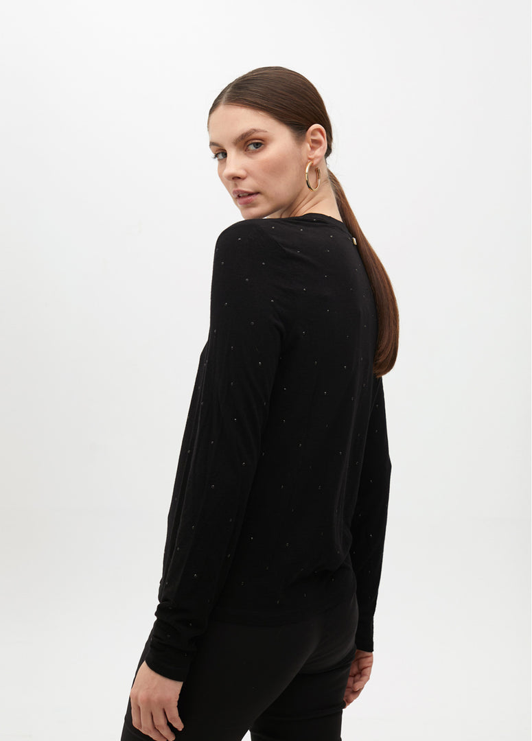 Πλεκτό  T-shirt με V-neck και Στρας / MF2515028