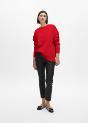 Πλεκτή μπλούζα με logo Lola Casademunt/ LF2511004 -  LOLA CASADEMUNT- Red / S-Red / M