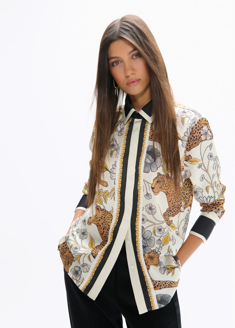 LOLA CASADEMUNT Πουκάμισο με Leopard & Border Print