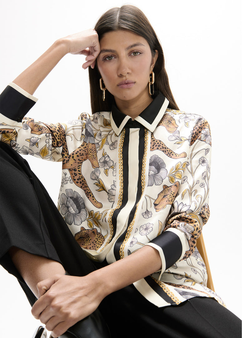 LOLA CASADEMUNT Πουκάμισο με Leopard & Border Print