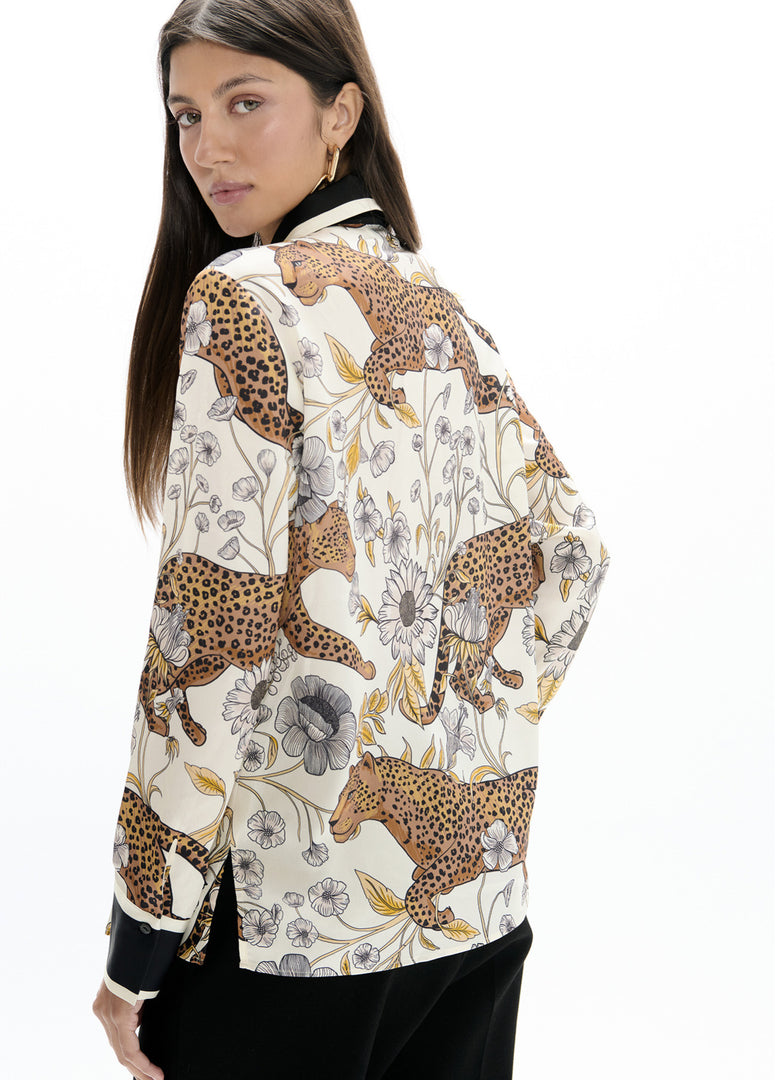 LOLA CASADEMUNT Πουκάμισο με Leopard & Border Print