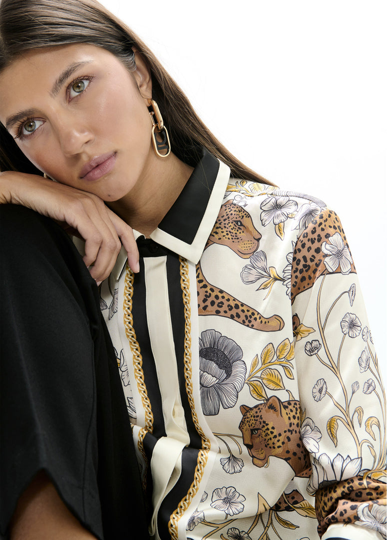 LOLA CASADEMUNT Πουκάμισο με Leopard & Border Print