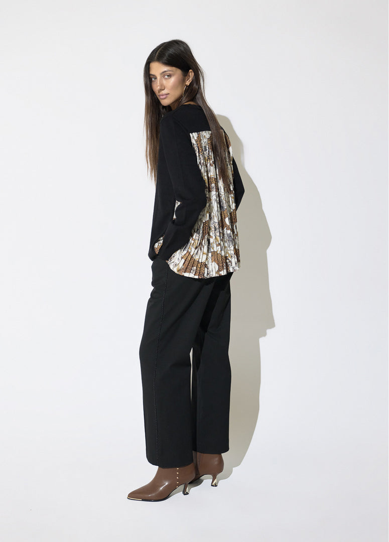 LOLA CASADEMUNT Πλεκτό Sweater με Πλισέ Leopard Πλάτη
