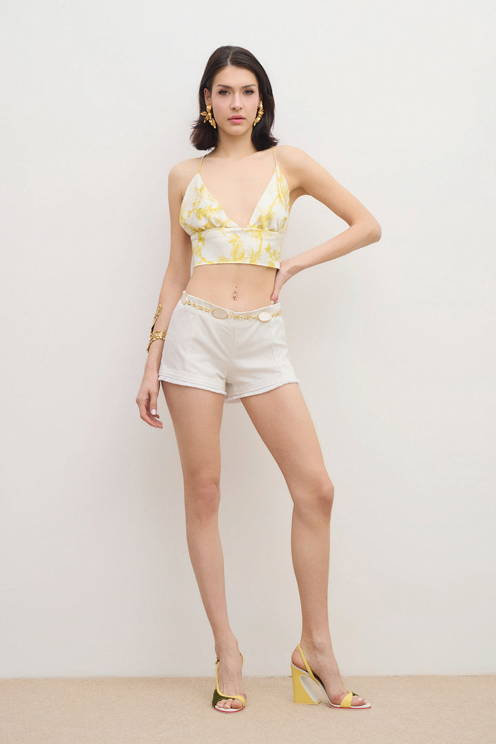 LIUBA Aerie Silk Crop Top Yellow