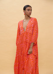 LOLA CASADEMUNT Long Sleeve Printed Maxi Dress /LS2616079
