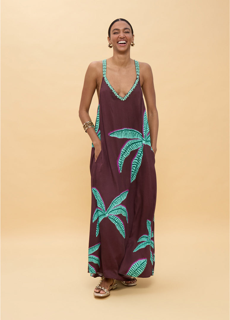 LOLA CASADEMUNT Long Palm Print Φόρεμα