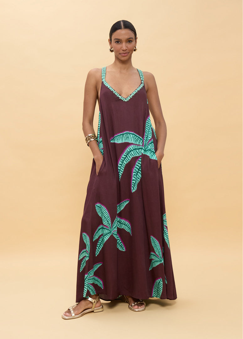 LOLA CASADEMUNT Long Palm Print Φόρεμα