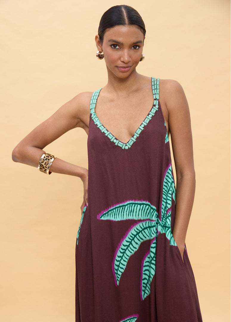 LOLA CASADEMUNT Long Palm Print Φόρεμα