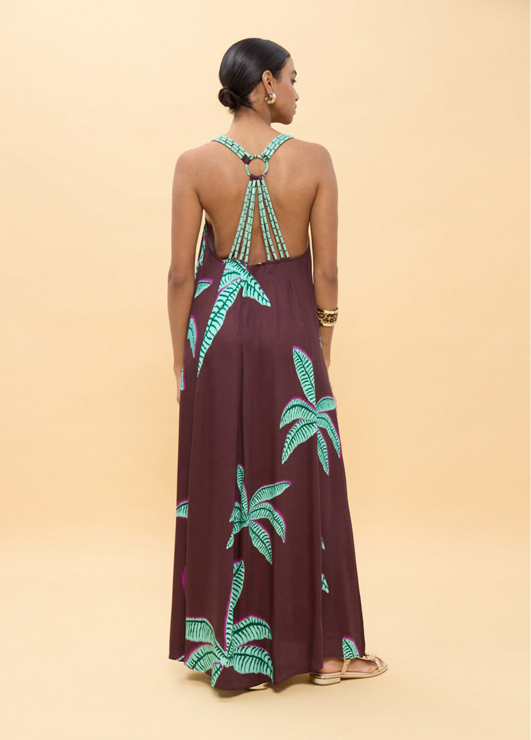 LOLA CASADEMUNT Long Palm Print Φόρεμα