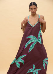 LOLA CASADEMUNT Long Palm Print Φόρεμα