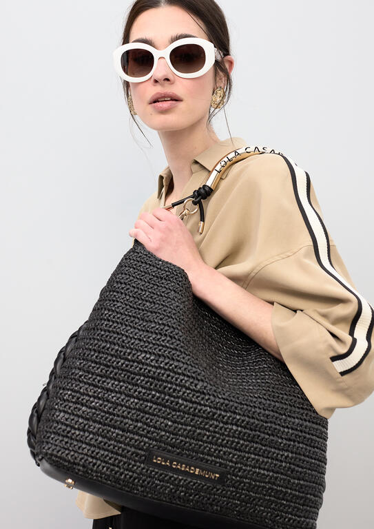 LOLA CASADEMUNT Πλεκτή Τσάντα Ώμου με Μεταλλική Λαβή / LS2604056