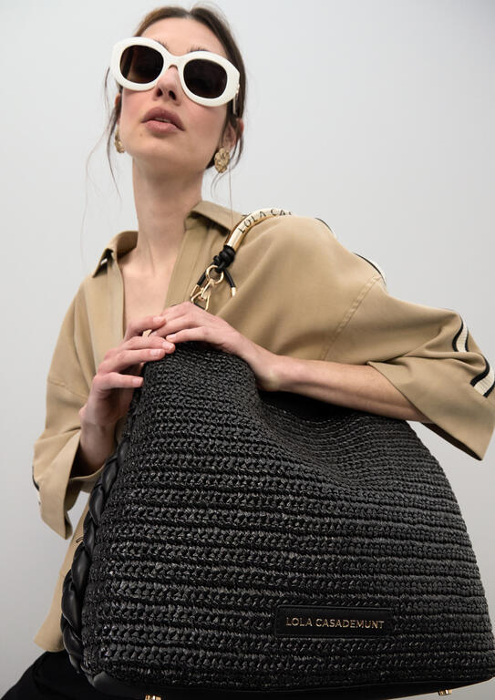 LOLA CASADEMUNT Πλεκτή Τσάντα Ώμου με Μεταλλική Λαβή / LS2604056