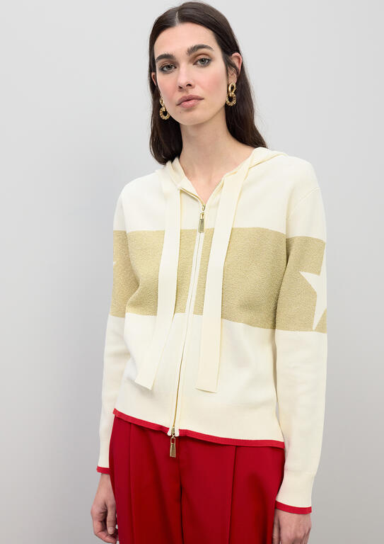 LOLA CASADEMUNT Hooded Knit Sweatshirt with Lurex Details /LS2611003