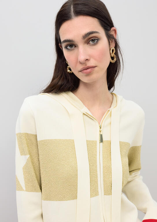 LOLA CASADEMUNT Hooded Knit Sweatshirt with Lurex Details /LS2611003