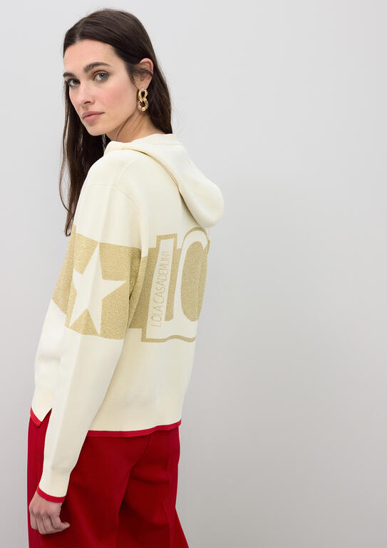 LOLA CASADEMUNT Hooded Knit Sweatshirt with Lurex Details /LS2611003