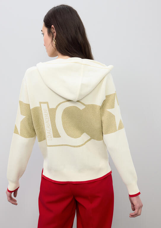 LOLA CASADEMUNT Hooded Knit Sweatshirt with Lurex Details /LS2611003