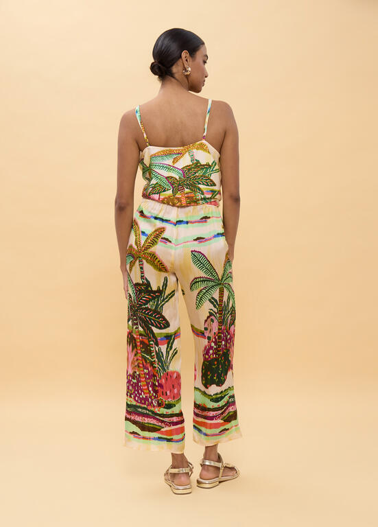 LOLA CASADEMUNT Satine Top με Tropical Print και Λεπτές Τιράντες