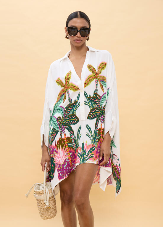 LOLA CASADEMUNT Shirt Dress με Tropical Print και Ασύμμετρο Τελείωμα