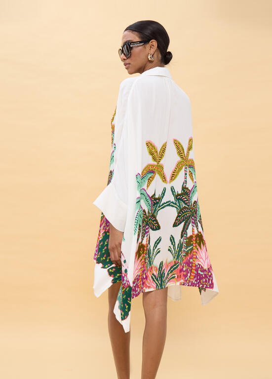 LOLA CASADEMUNT Shirt Dress με Tropical Print και Ασύμμετρο Τελείωμα