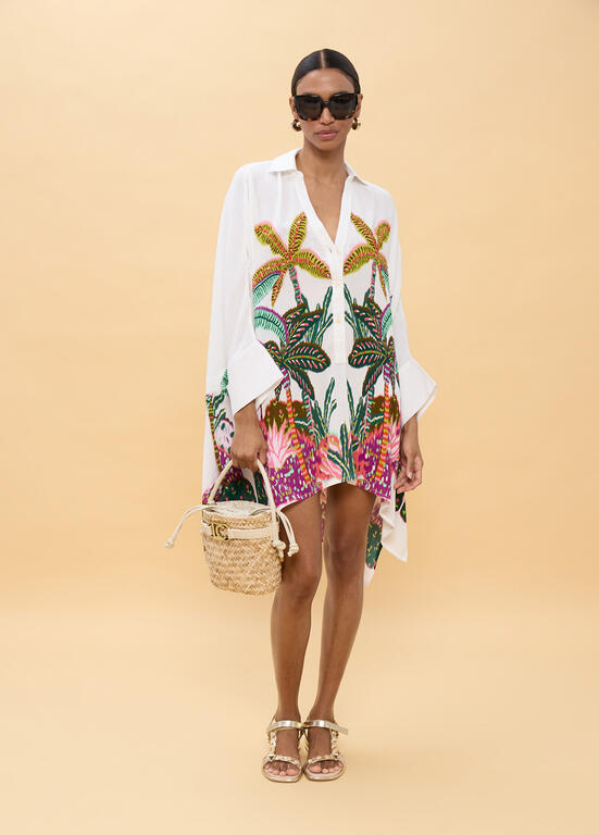 LOLA CASADEMUNT Shirt Dress με Tropical Print και Ασύμμετρο Τελείωμα