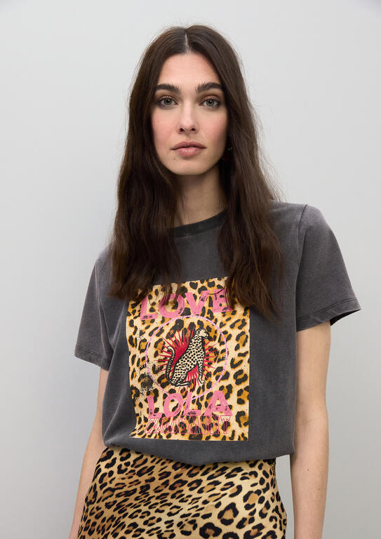 LOLA CASADEMUNT T-Shirt με Leopard Graphic Print /LS2615105